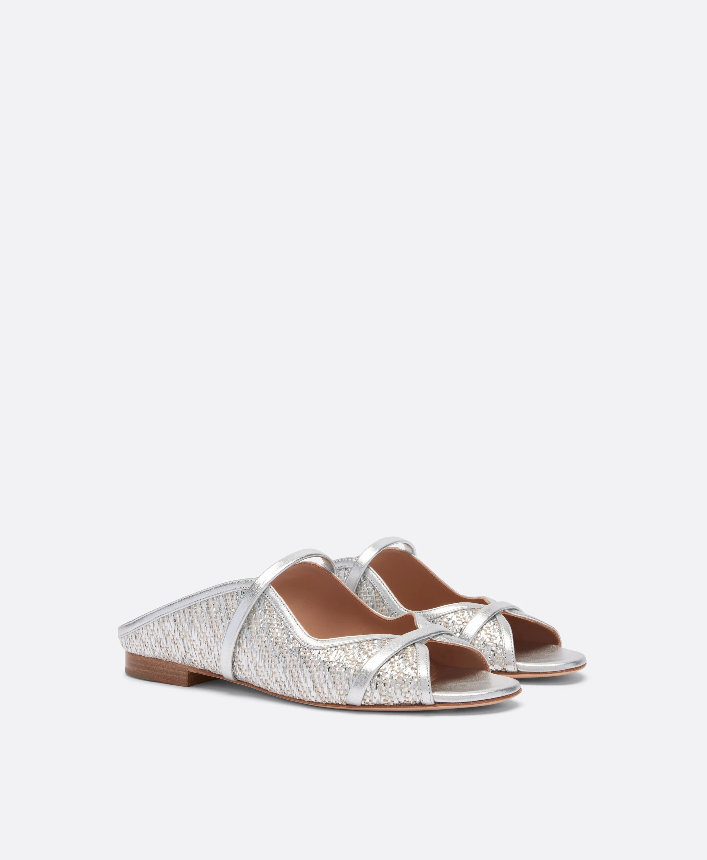 Norah Silver Metallic Raffia Flat Sandals