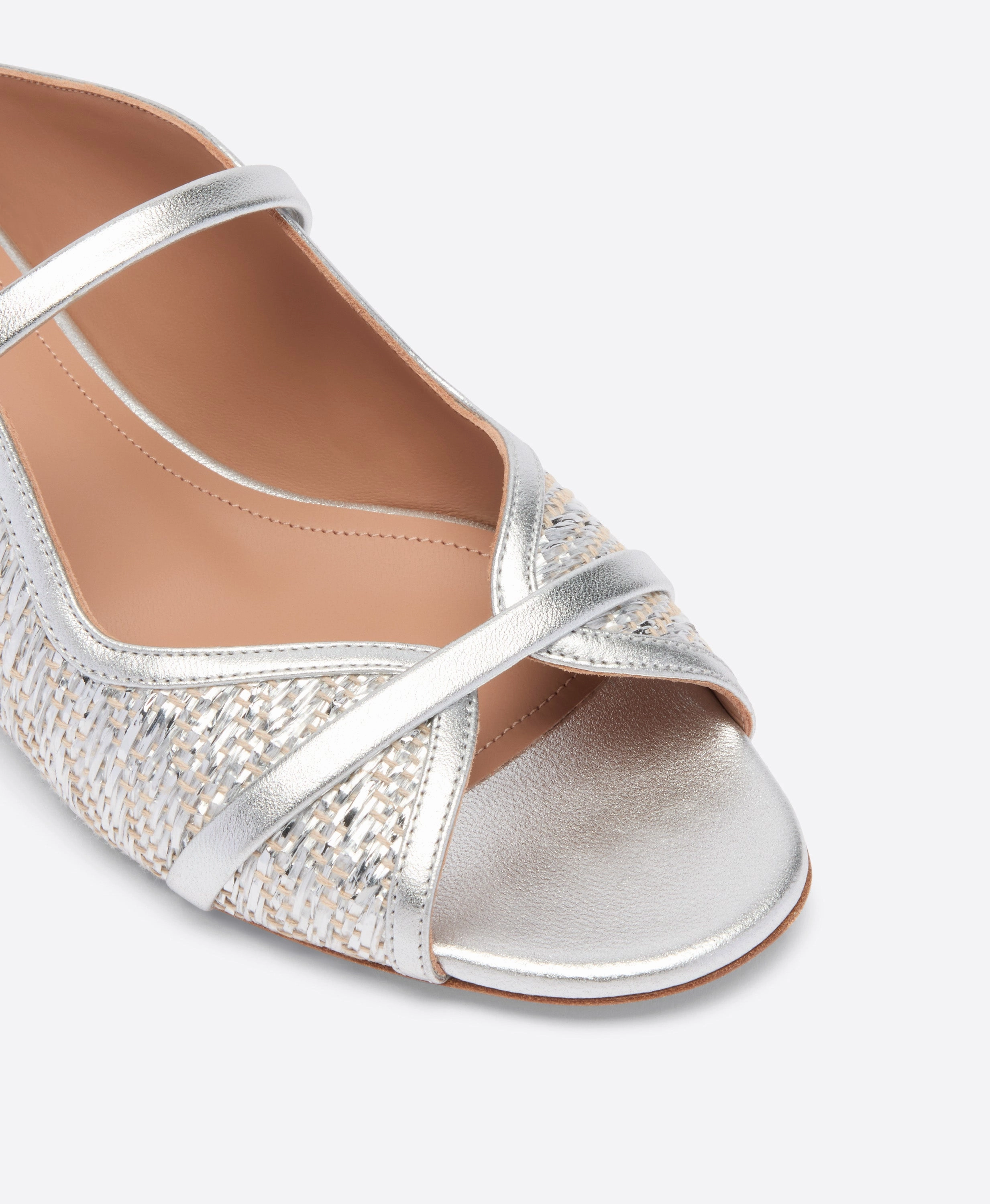 Norah Silver Metallic Raffia Flat Sandals