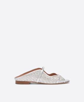 Norah Silver Metallic Raffia Flat Sandals