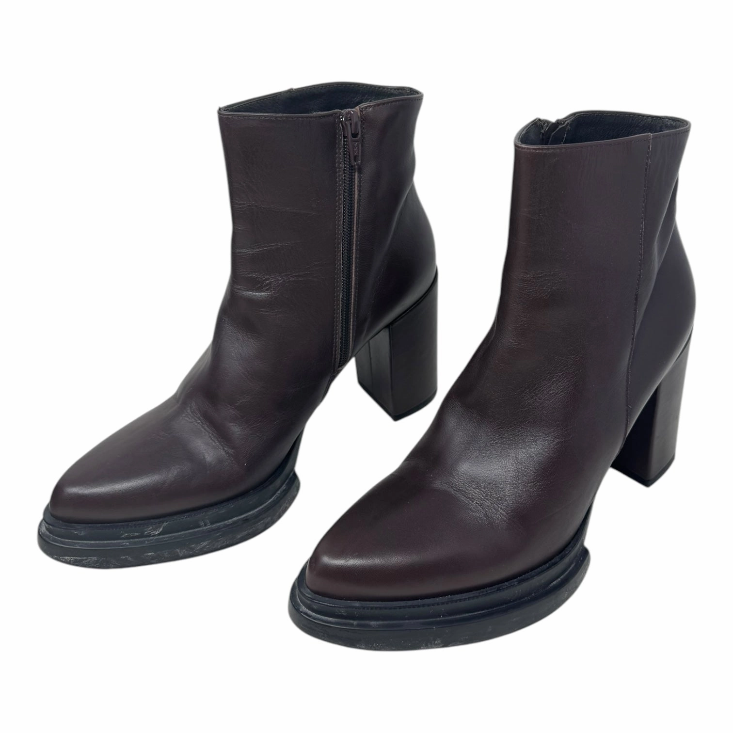 Platform Boots Ankle Heels By Twelve Shoes Division In Brown, Size: US 9/IT 39