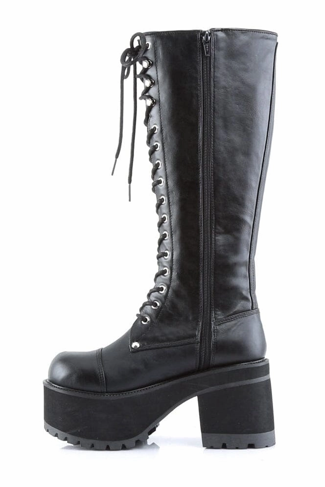 RANGER-302 Black Vegan Leather Knee Boot