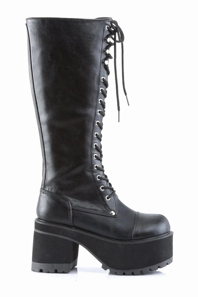 RANGER-302 Black Vegan Leather Knee Boot