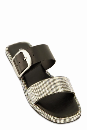 Rhinestone Buckle Band Slide Sandals