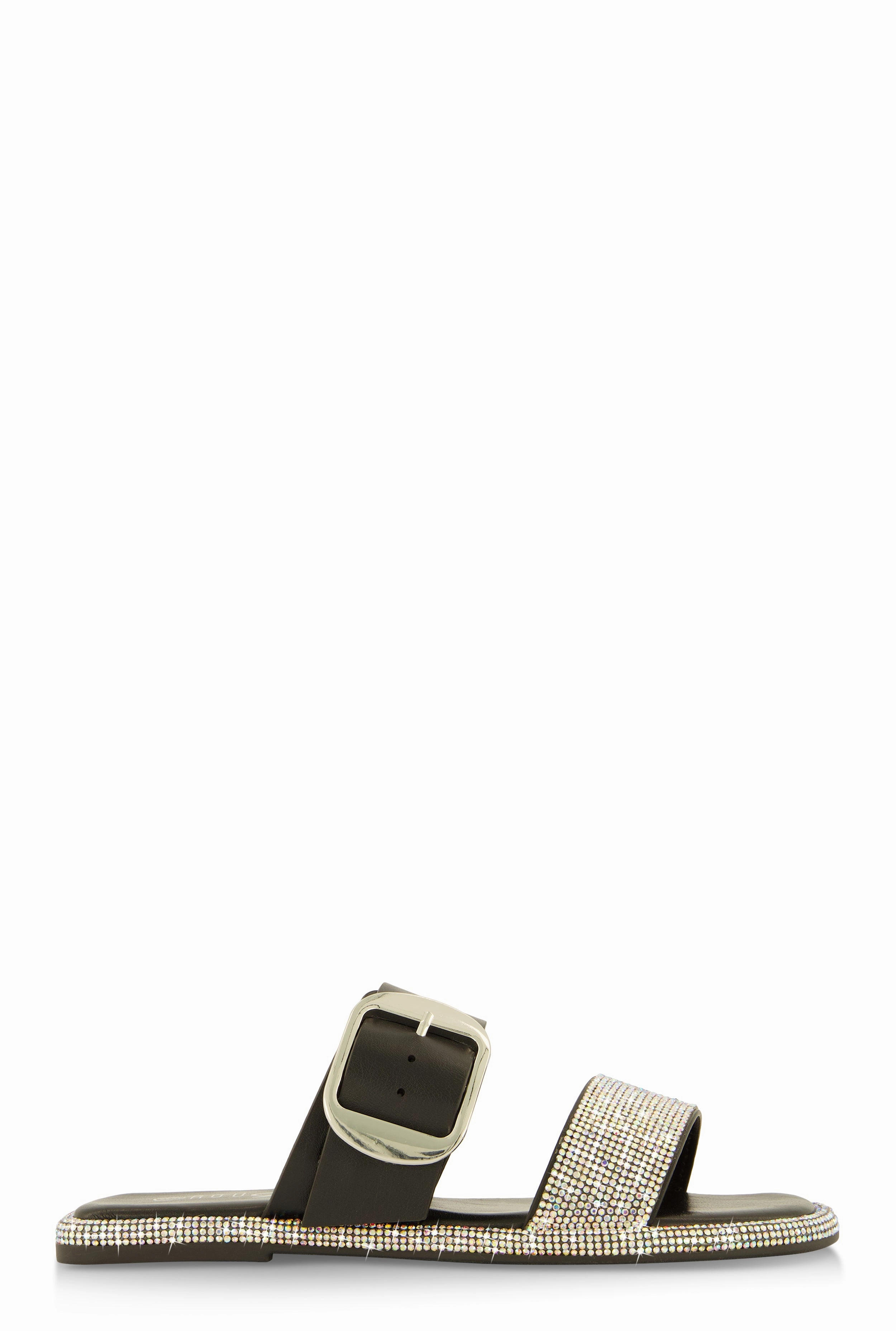 Rhinestone Buckle Band Slide Sandals