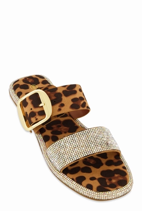 Rhinestone Buckle Band Slide Sandals