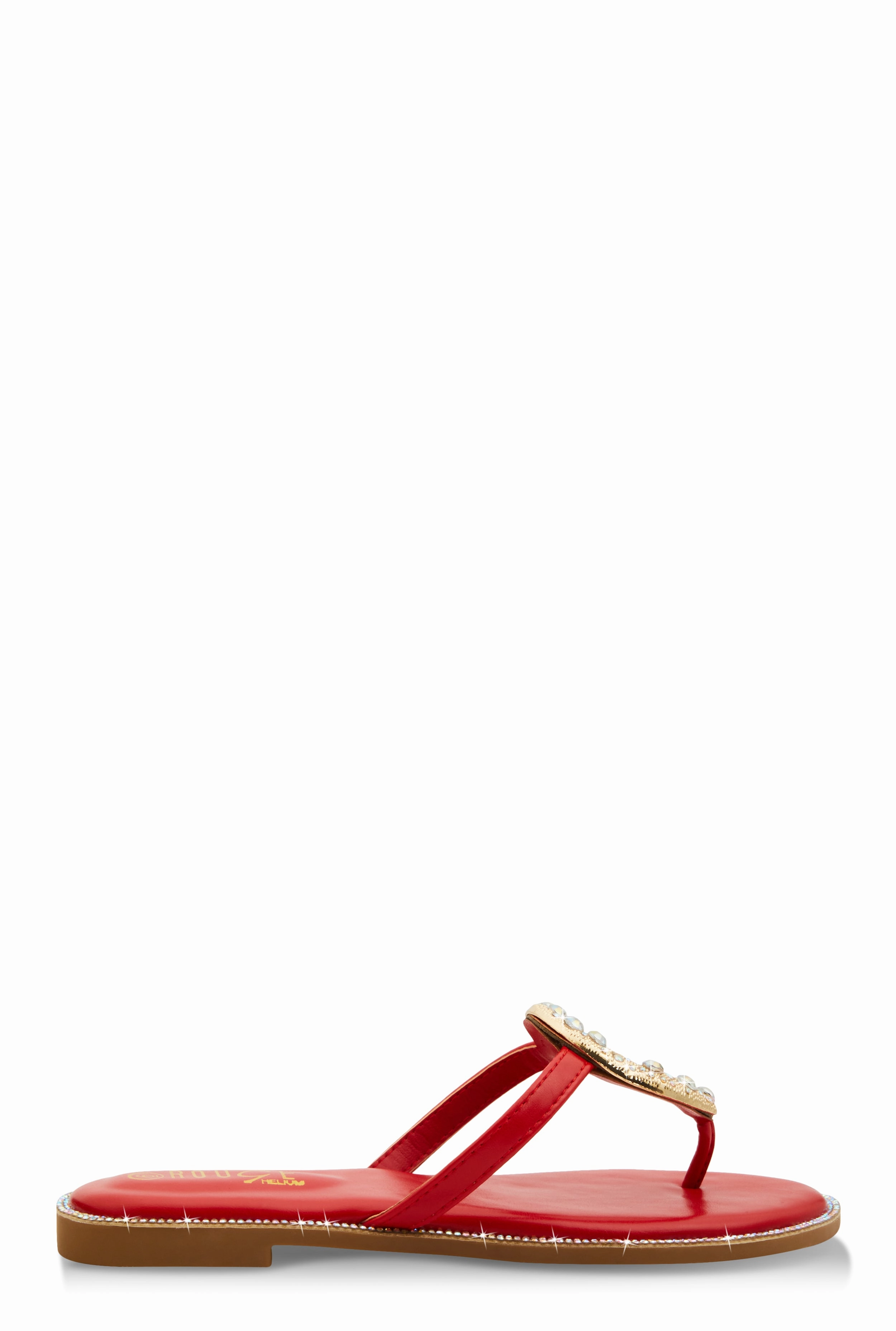 Rhinestone Cut Out Pendant Thong Sandals
