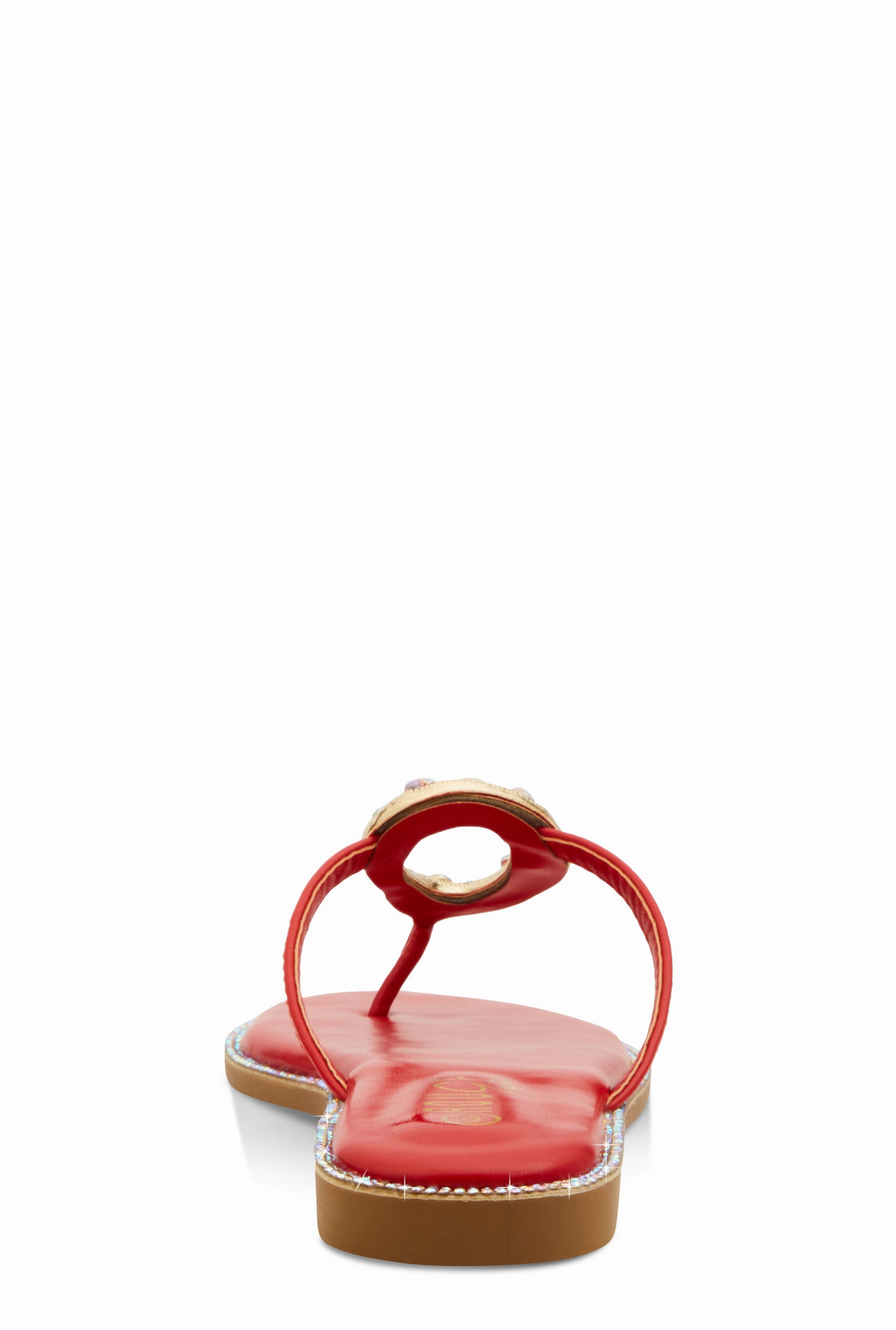 Rhinestone Cut Out Pendant Thong Sandals