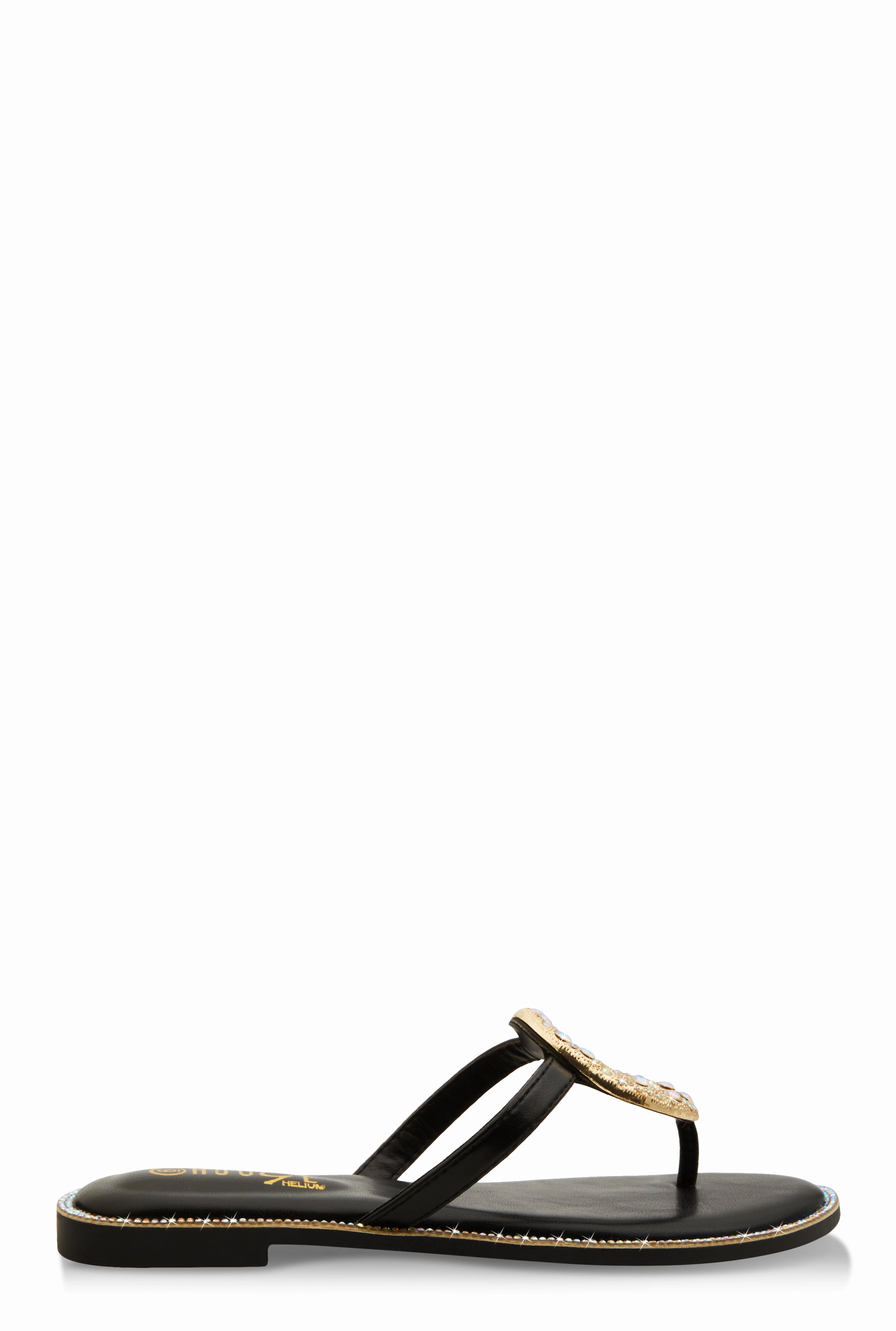 Rhinestone Cut Out Pendant Thong Sandals