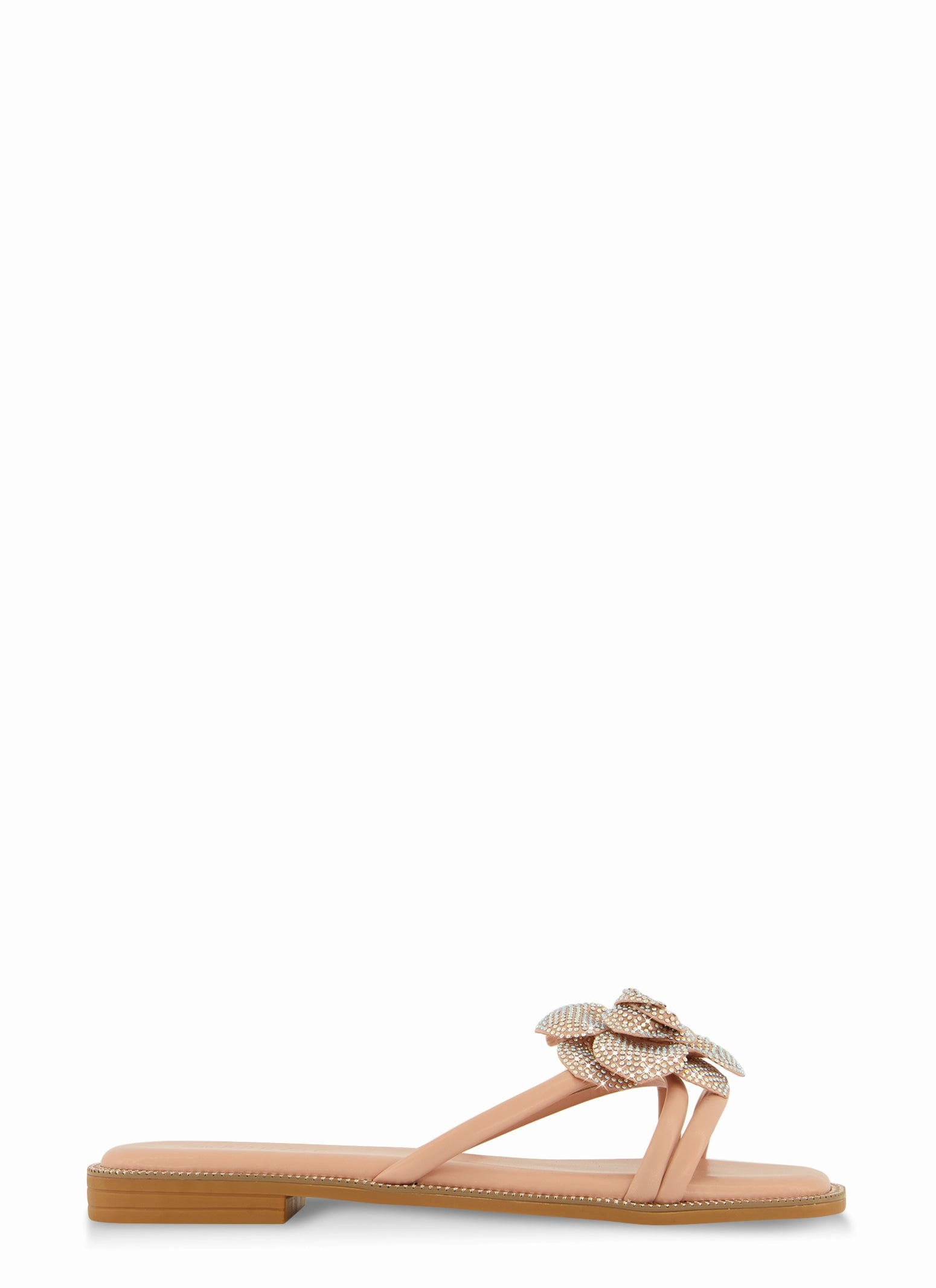 Rhinestone Floral Strappy Flat Sandals