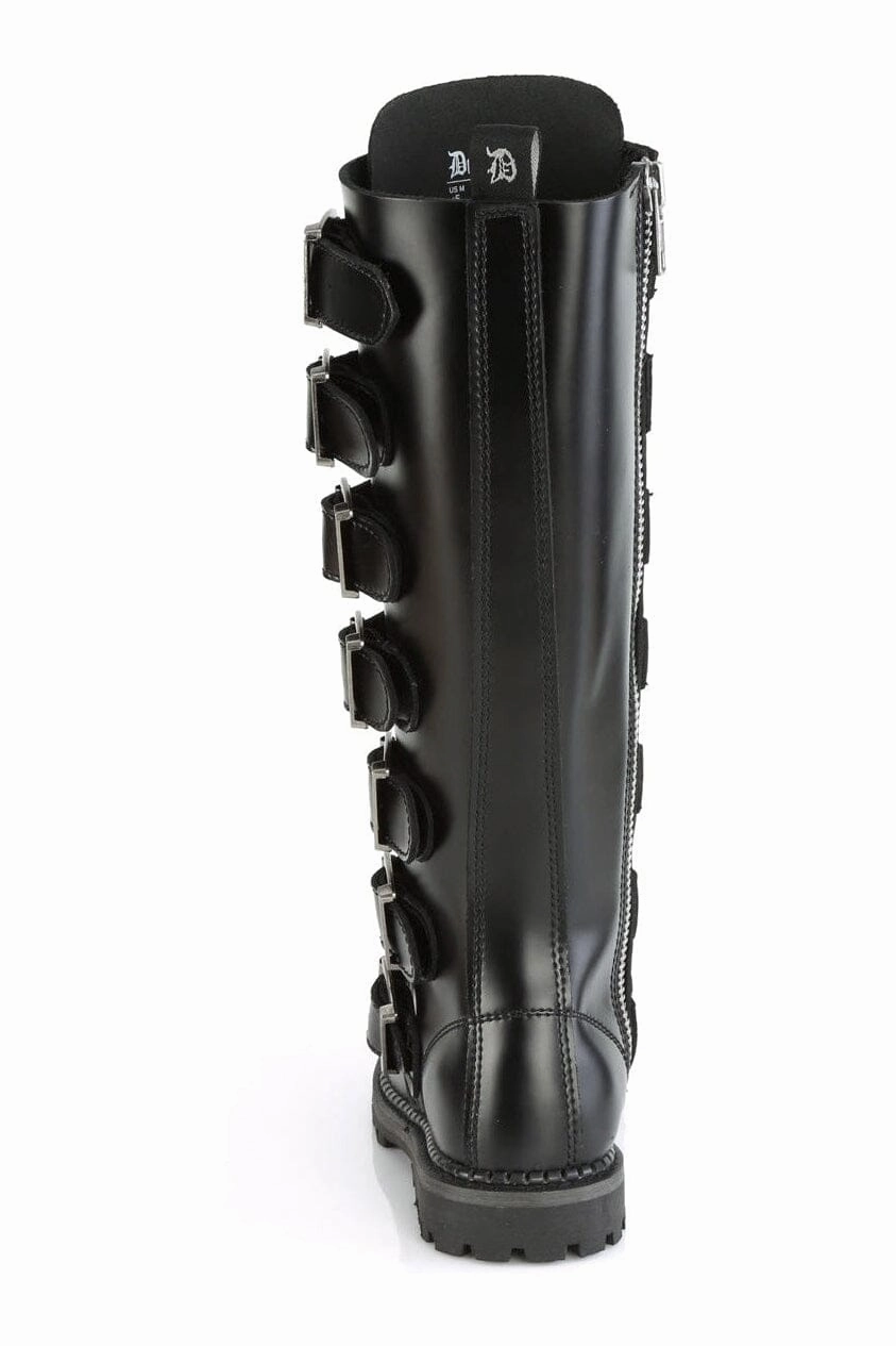 RIOT-21MP Black Leather Knee Boot