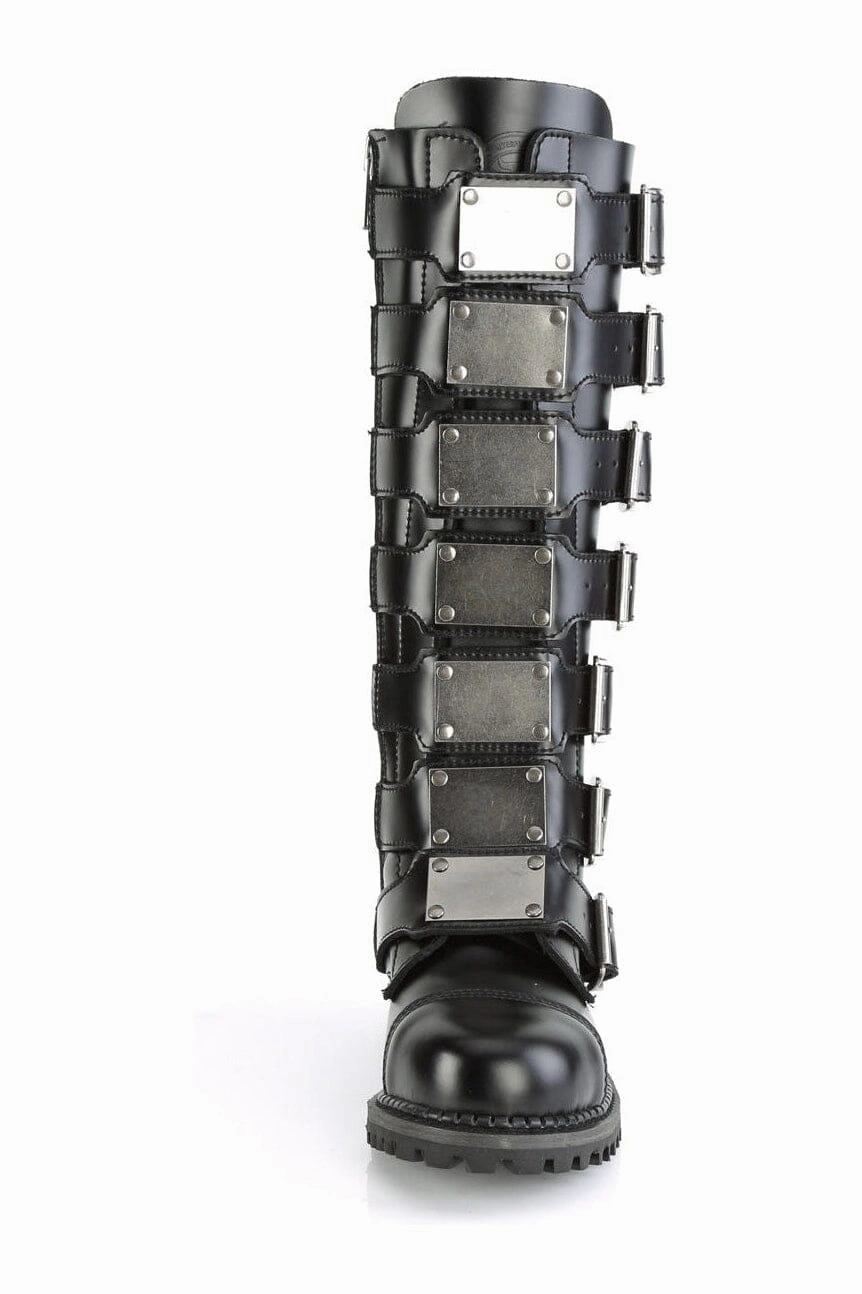 RIOT-21MP Black Leather Knee Boot