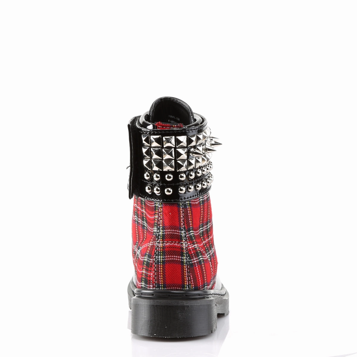 RIVAL-106  Red Plaid-Black Patent