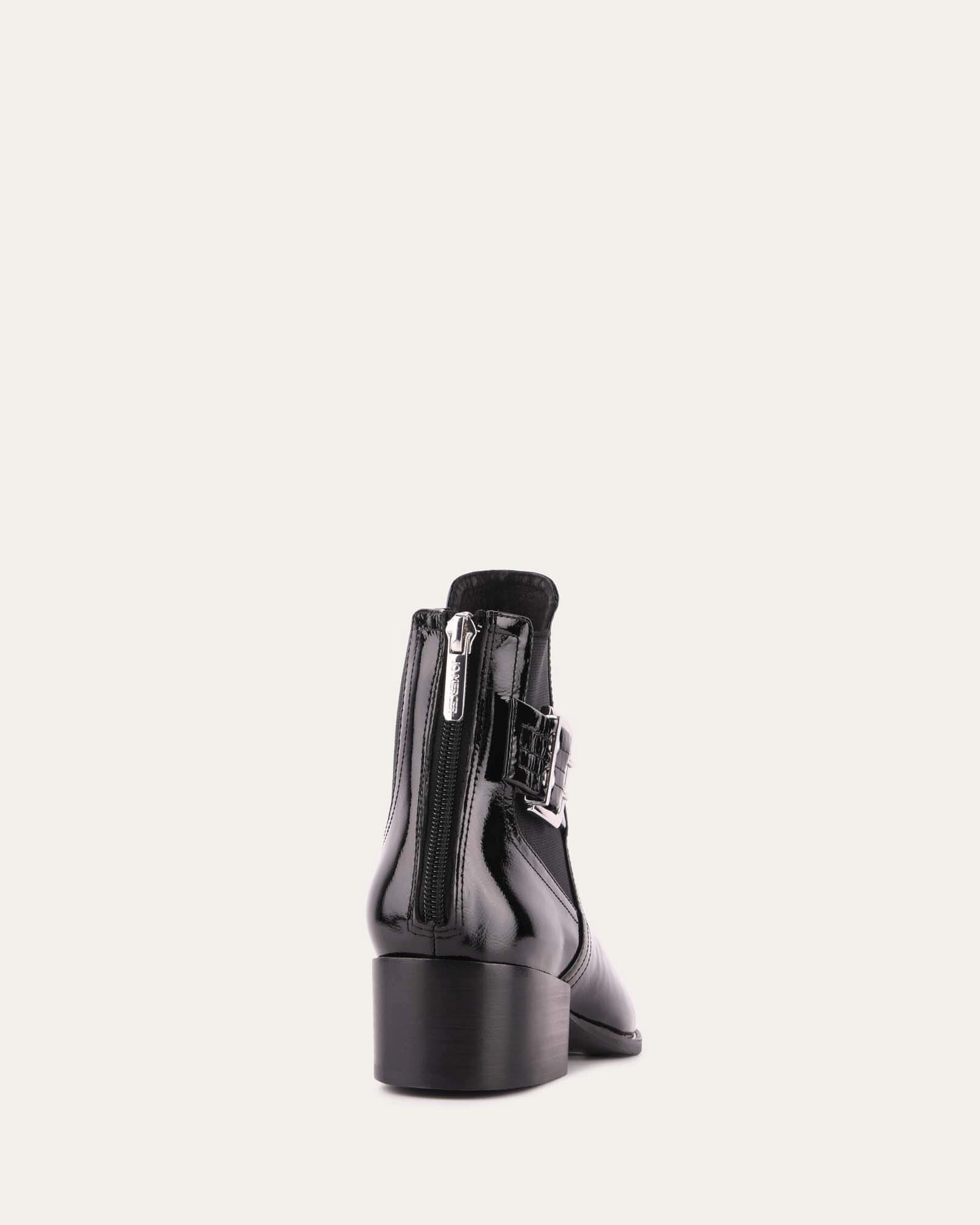 RIVER FLAT ANKLE BOOTS BLACK CRINKLE PATENT
