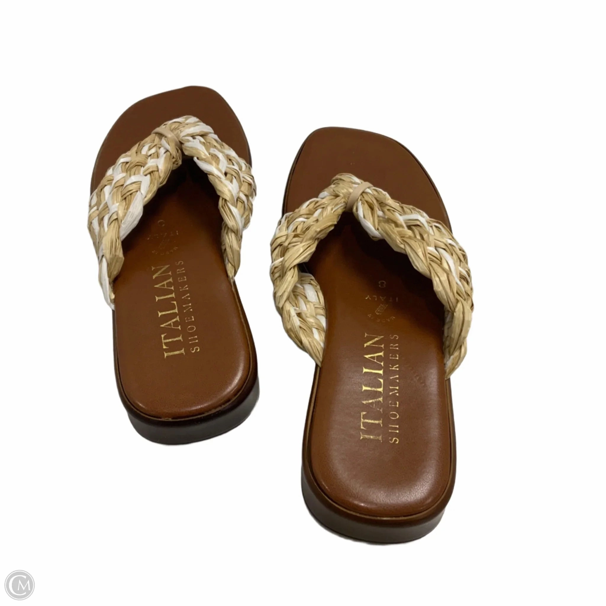 Sandals Flip Flops By Italian Shoemakers In Gold, Size: 8