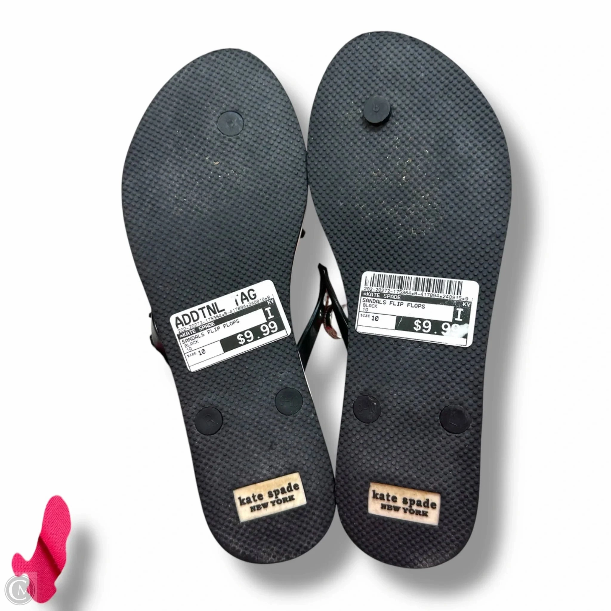 Sandals Flip Flops By Kate Spade In Black, Size: 10