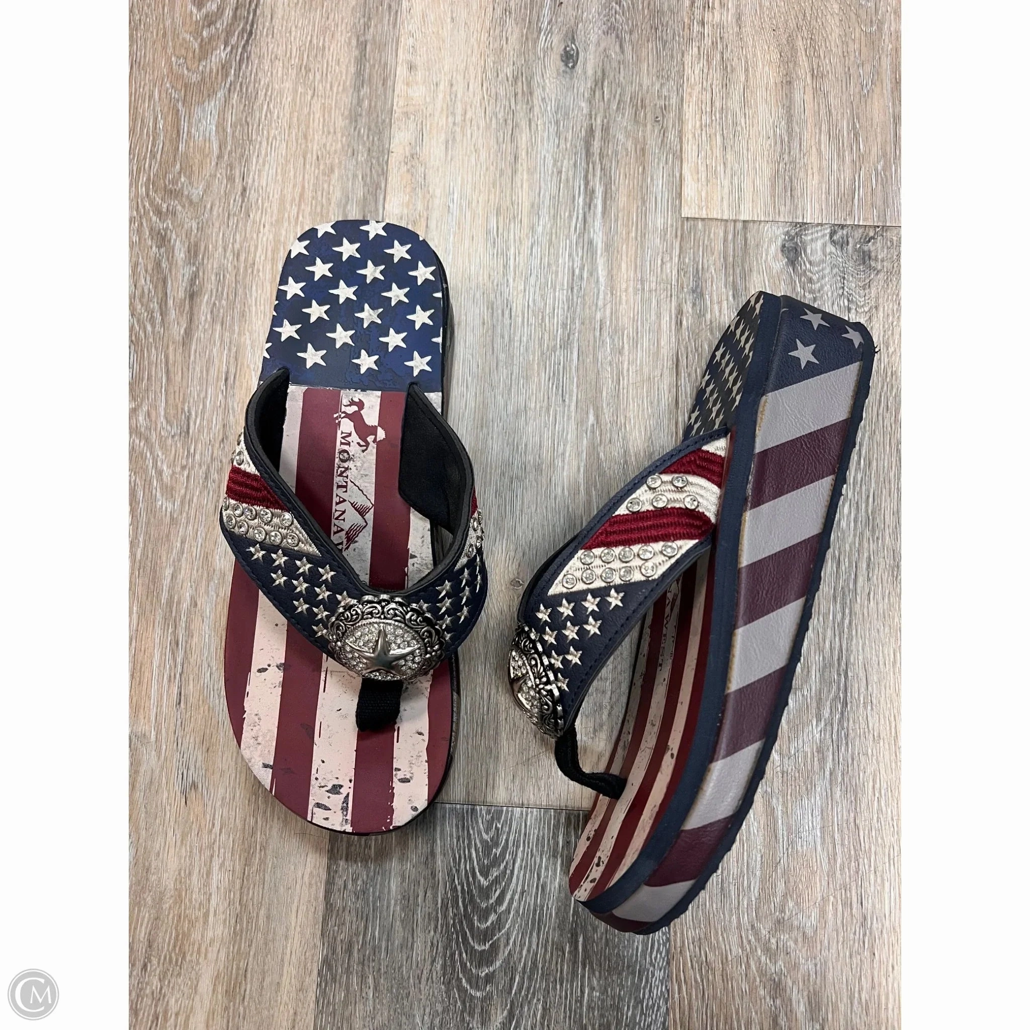 Sandals Flip Flops By Montana West In Multi-colored, Size: 9
