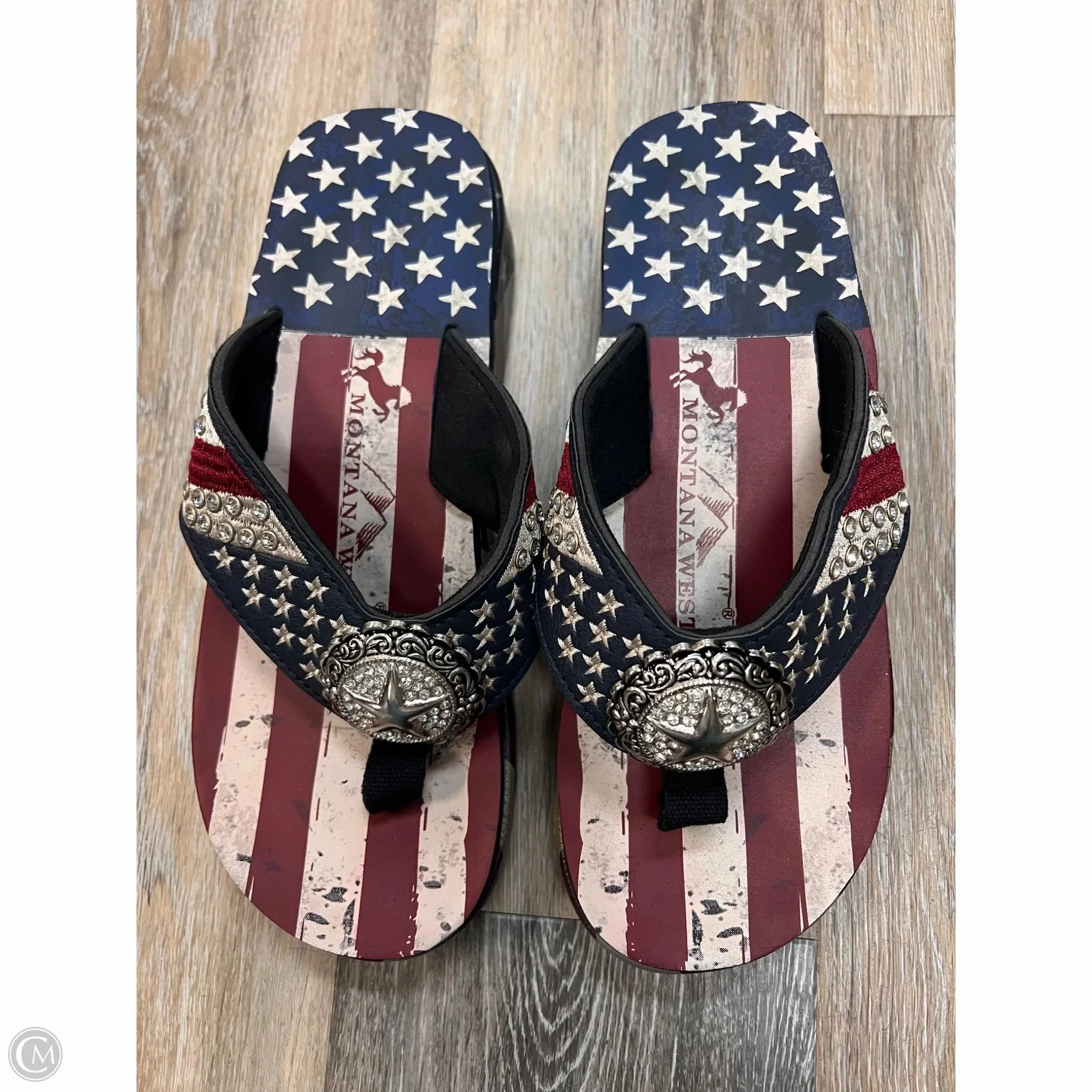 Sandals Flip Flops By Montana West In Multi-colored, Size: 9