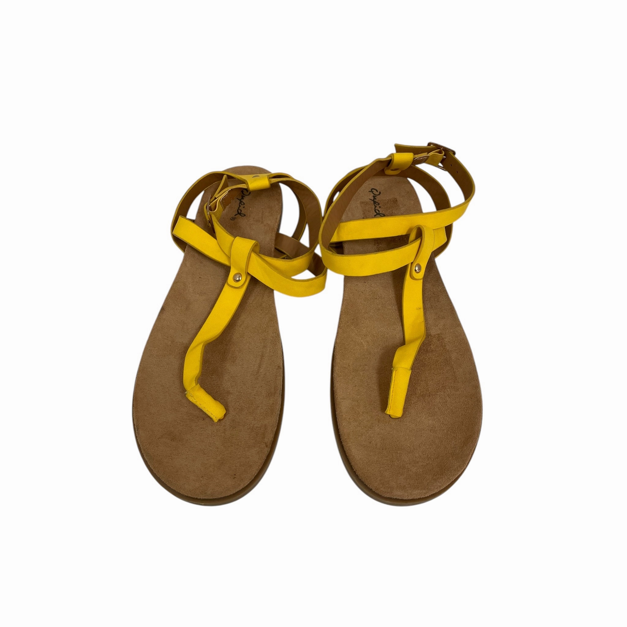 Sandals Flip Flops By Qupid In Yellow, Size:10