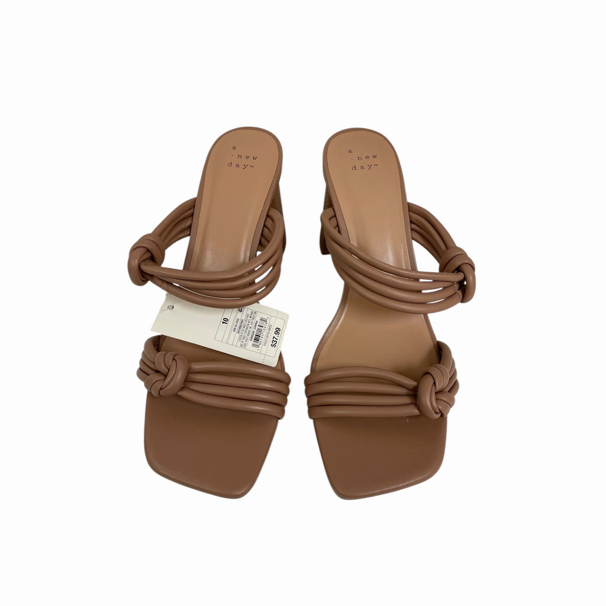 Sandals Heels Block By A New Day In Tan, Size:10