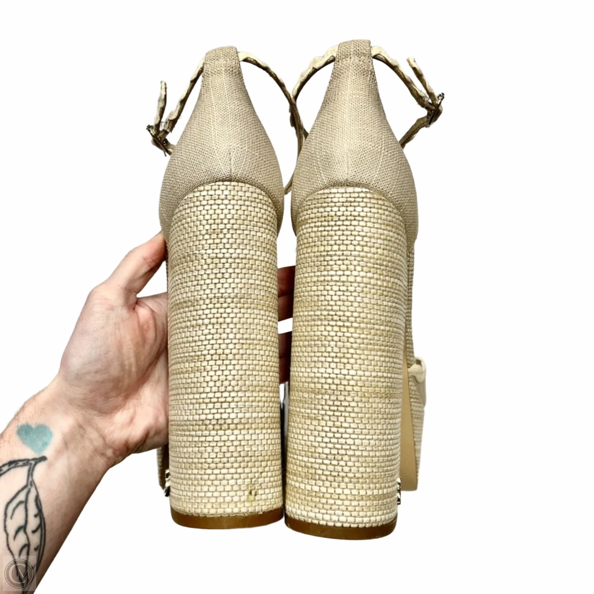 Sandals Heels Block By Sam Edelman In Beige, Size: 10