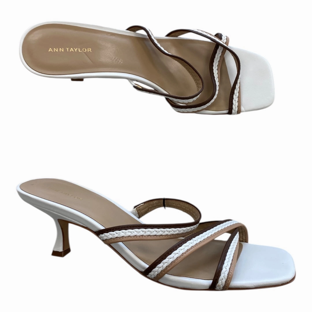 Sandals Heels Kitten By Ann Taylor In White, Size:9