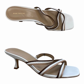 Sandals Heels Kitten By Ann Taylor In White, Size:9