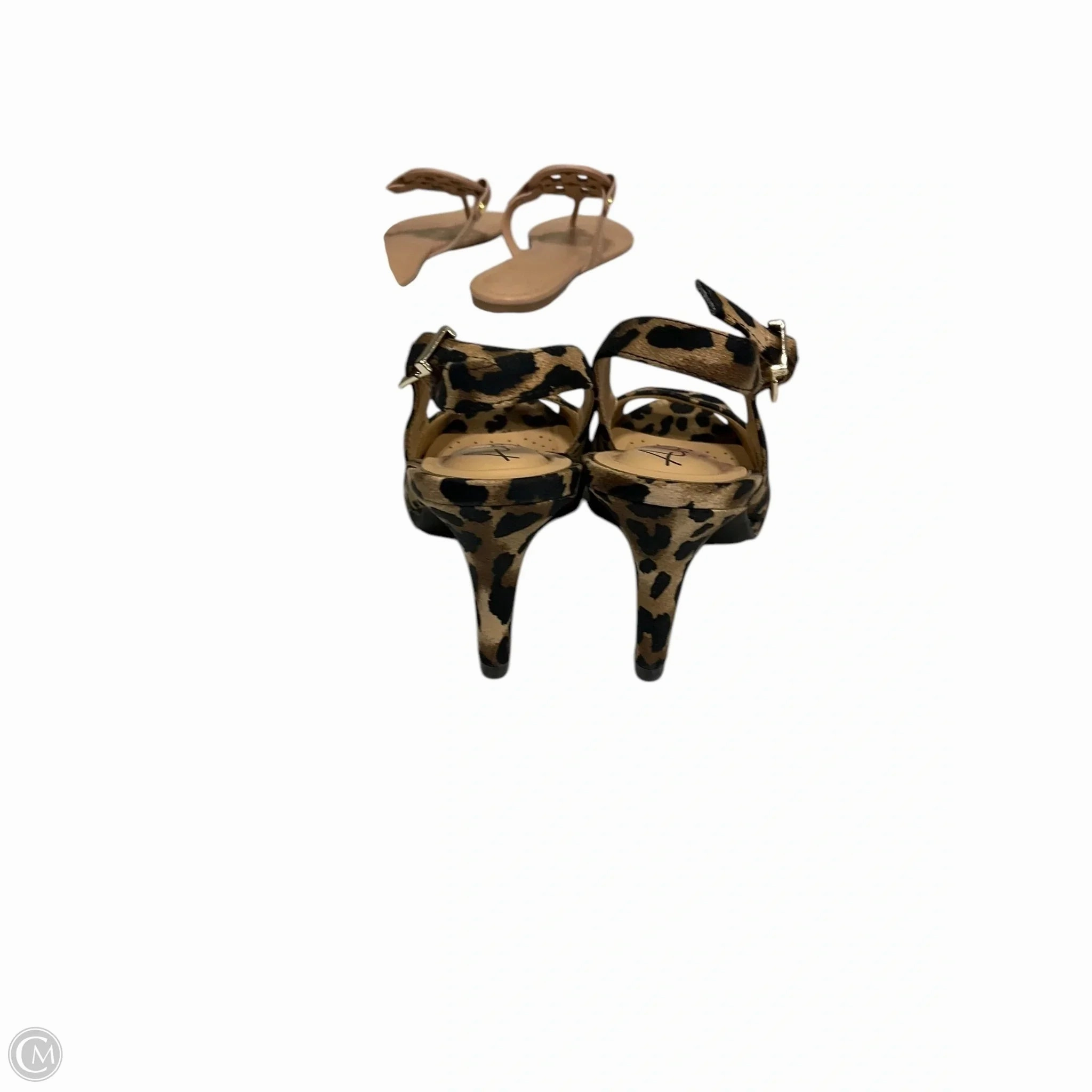 Sandals Heels Kitten By Clothes Mentor In Animal Print, Size: 6