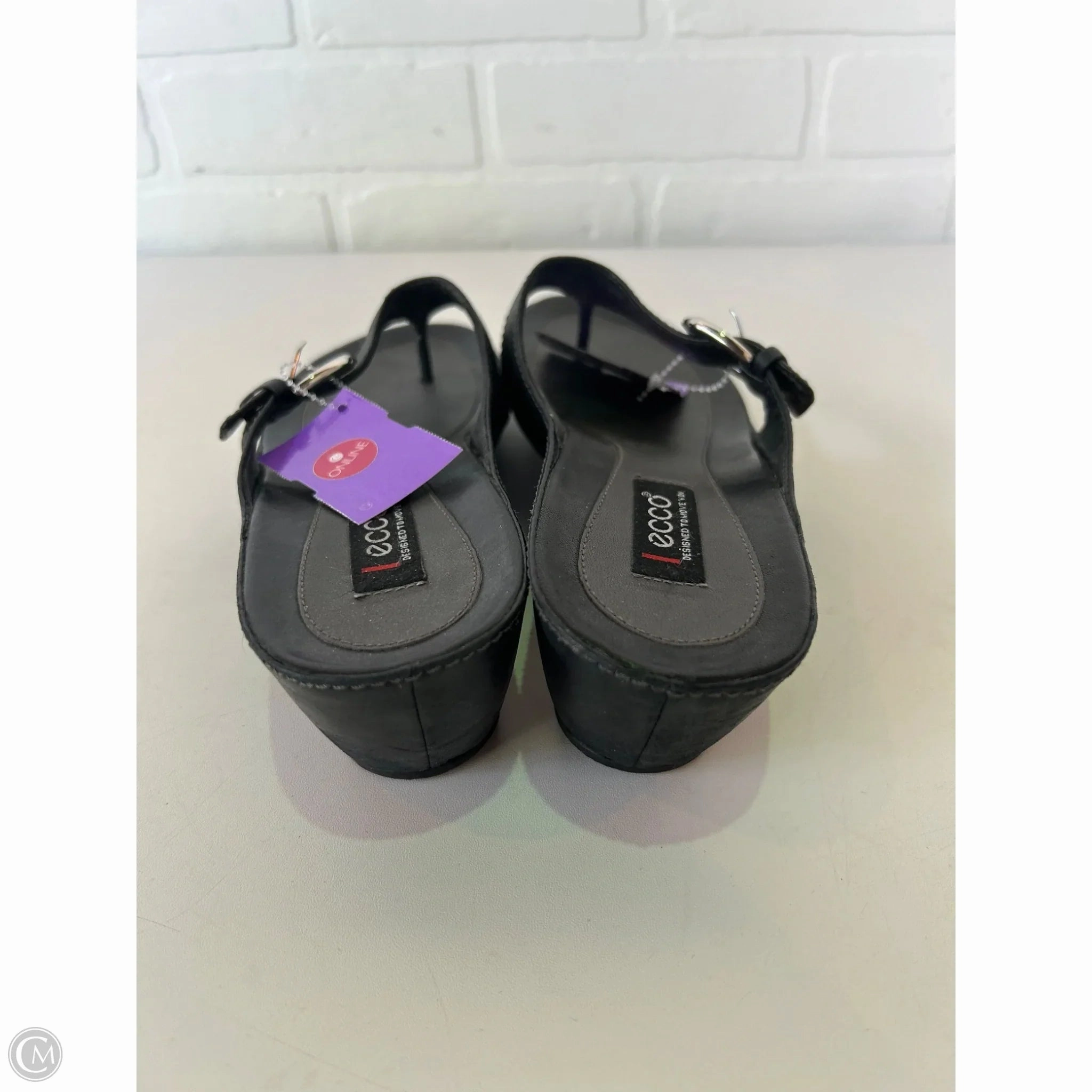 Sandals Heels Kitten By Ecco In Black, Size: 8.5