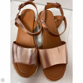 Sandals Heels Platform By Clothes Mentor In Rose Gold, Size: 7.5