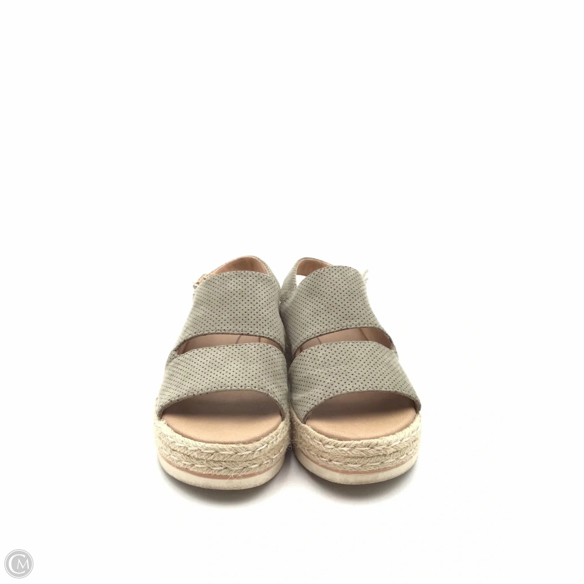 Sandals Heels Platform By Dr Scholls In Green & Tan, Size: 7