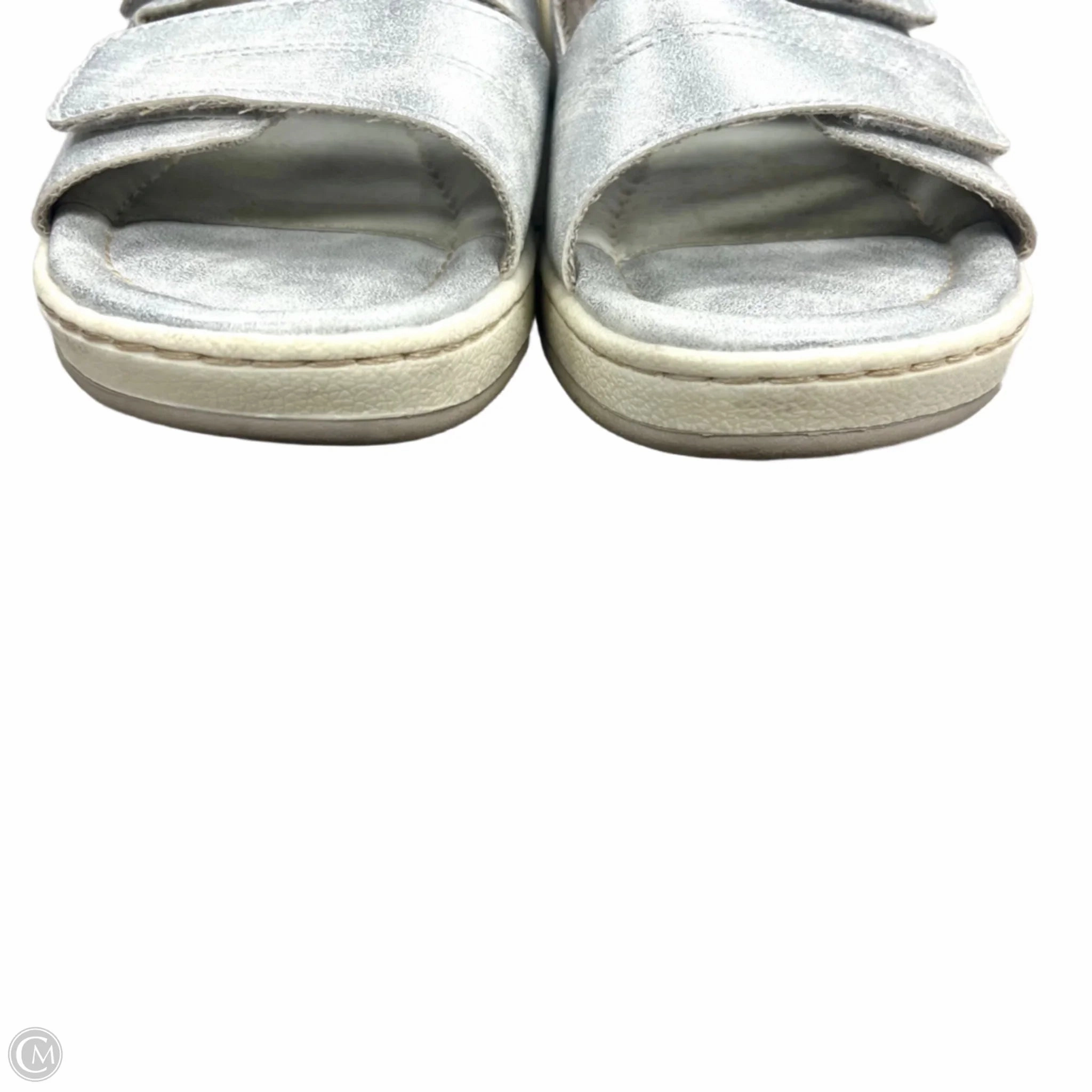 Sandals Heels Platform By Footflex In Silver, Size: 7