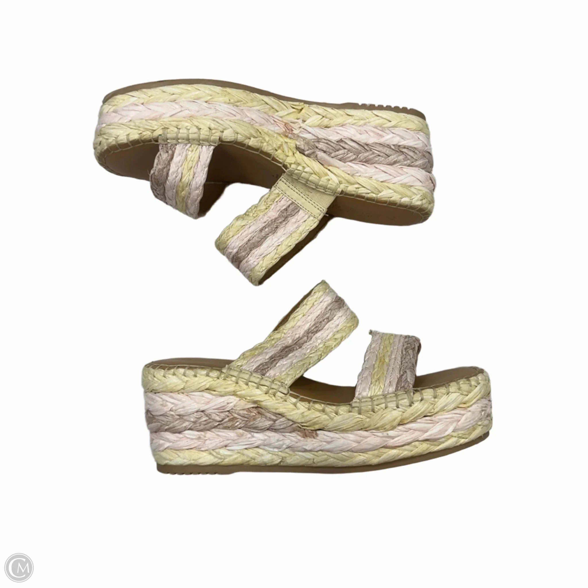 Sandals Heels Platform By Splendid In Pink & Yellow, Size: 8.5