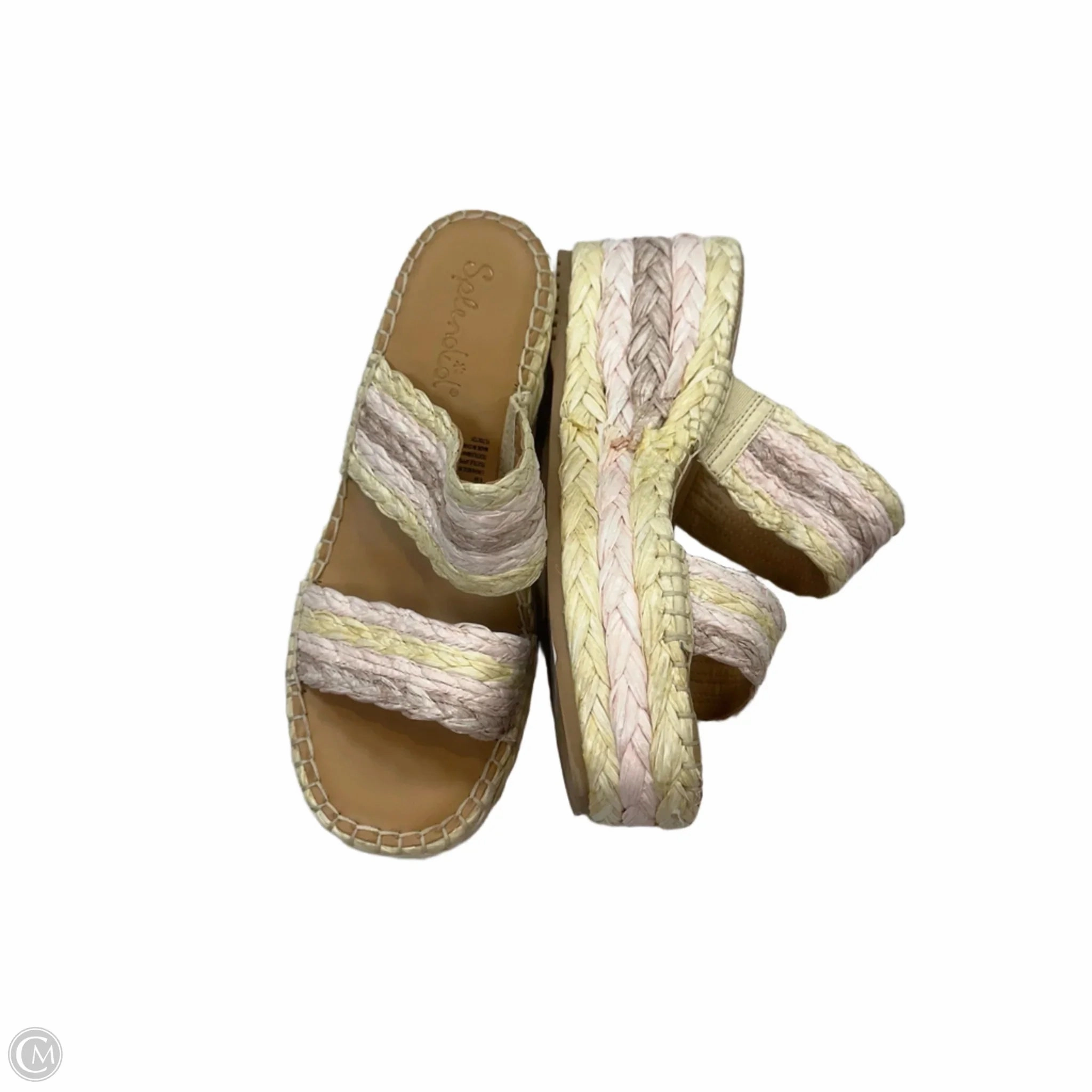 Sandals Heels Platform By Splendid In Pink & Yellow, Size: 8.5