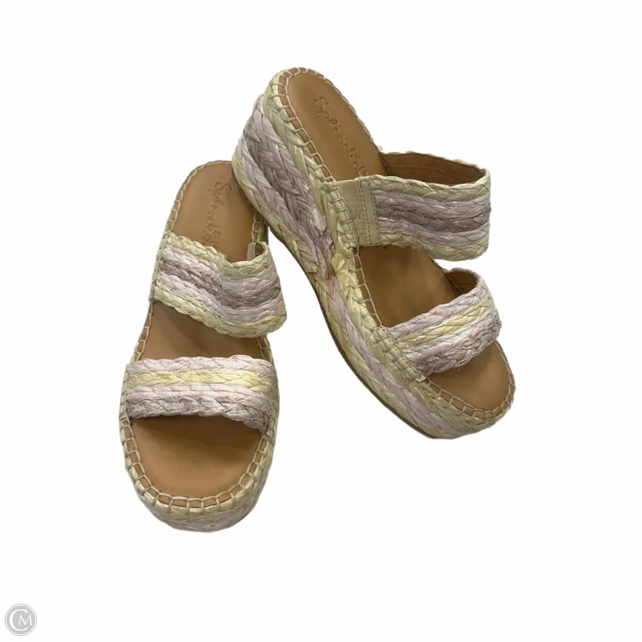 Sandals Heels Platform By Splendid In Pink & Yellow, Size: 8.5