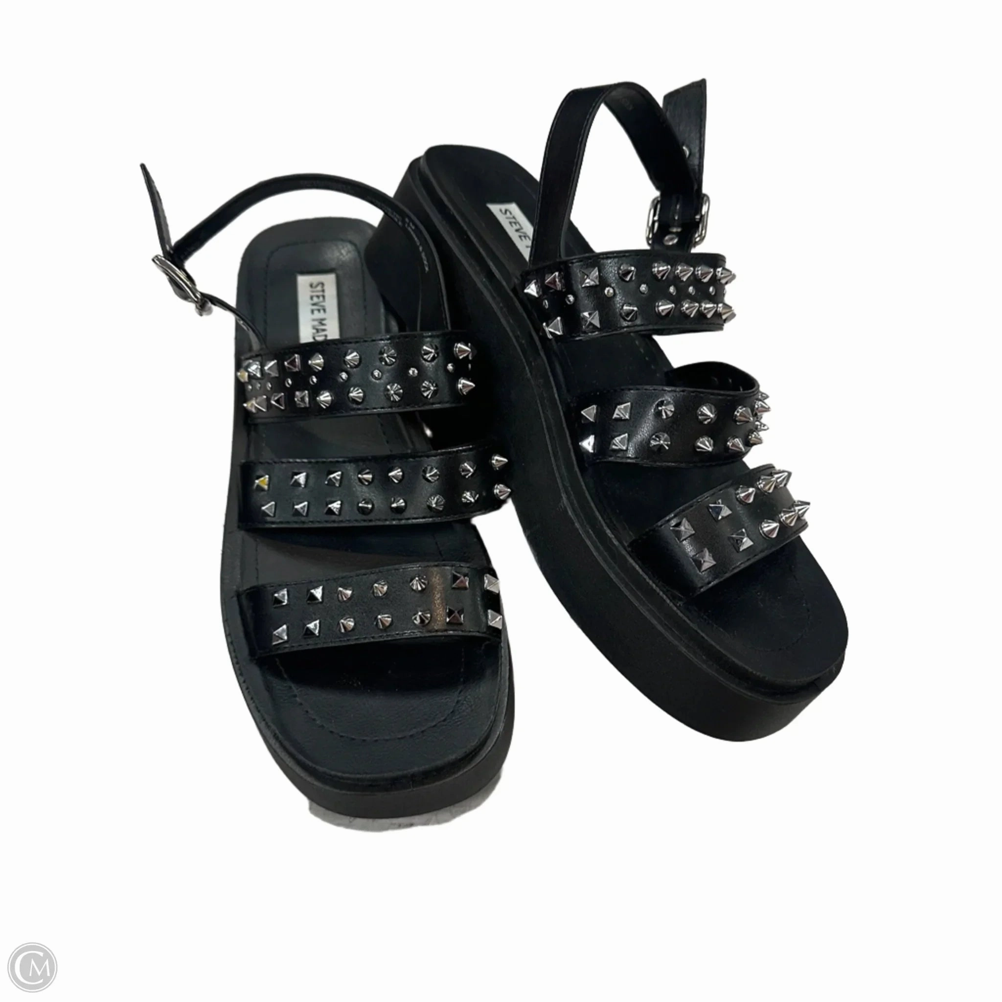 Sandals Heels Platform By Steve Madden In Black, Size: 8