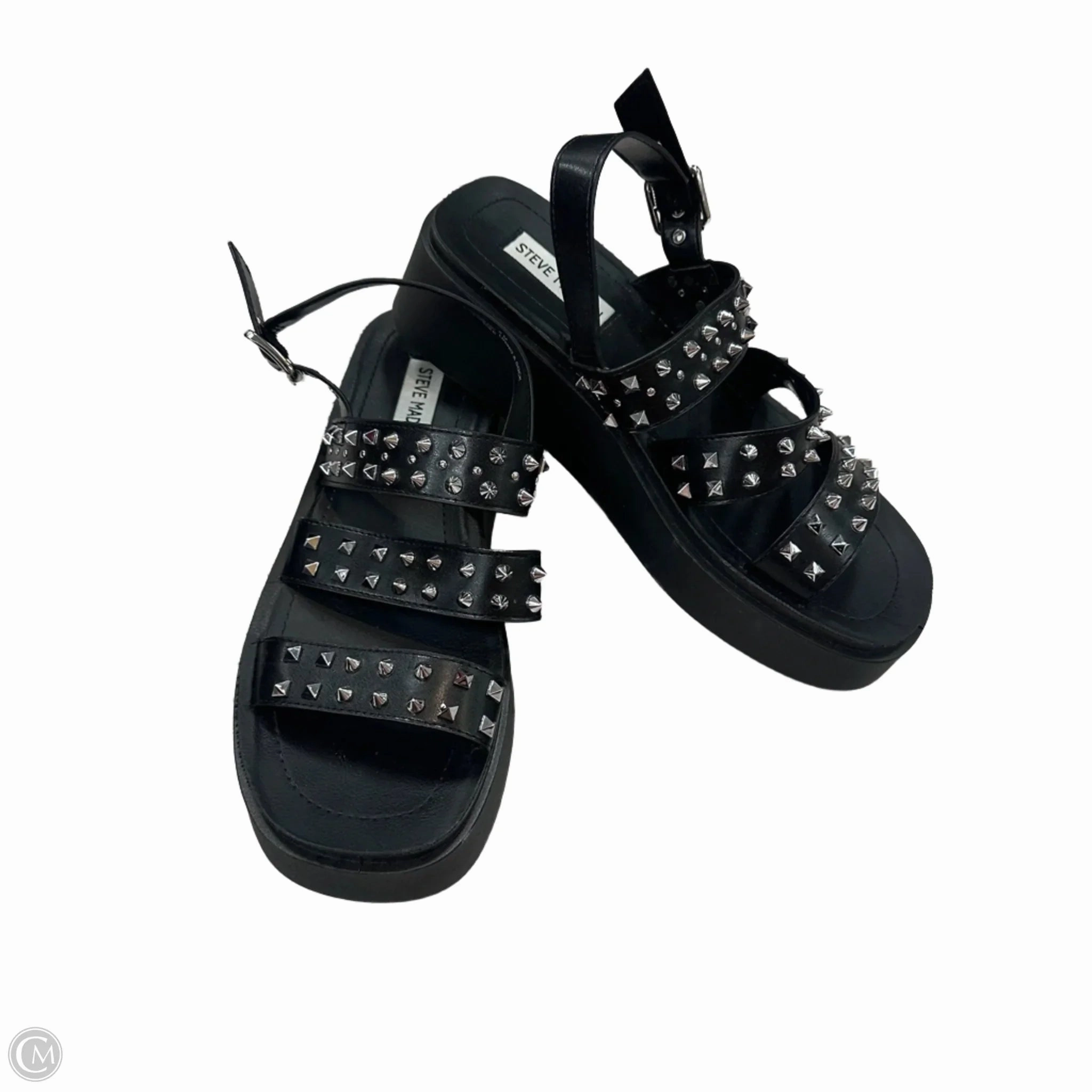 Sandals Heels Platform By Steve Madden In Black, Size: 8