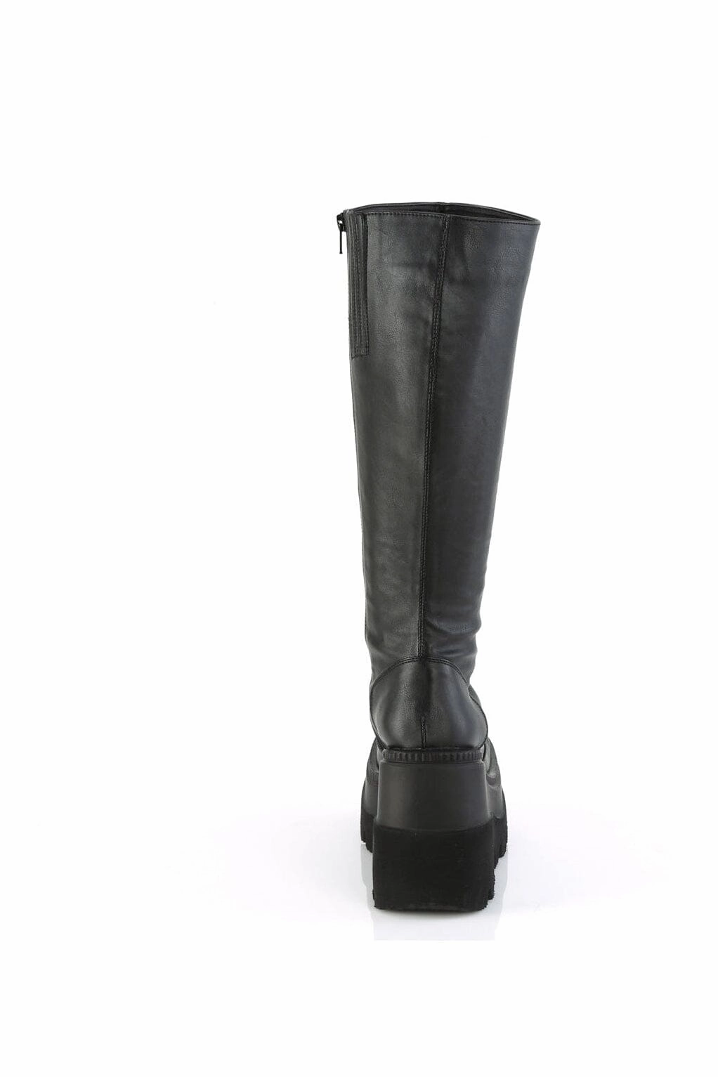 SHAKER-100WC Black Vegan Leather Knee Boot