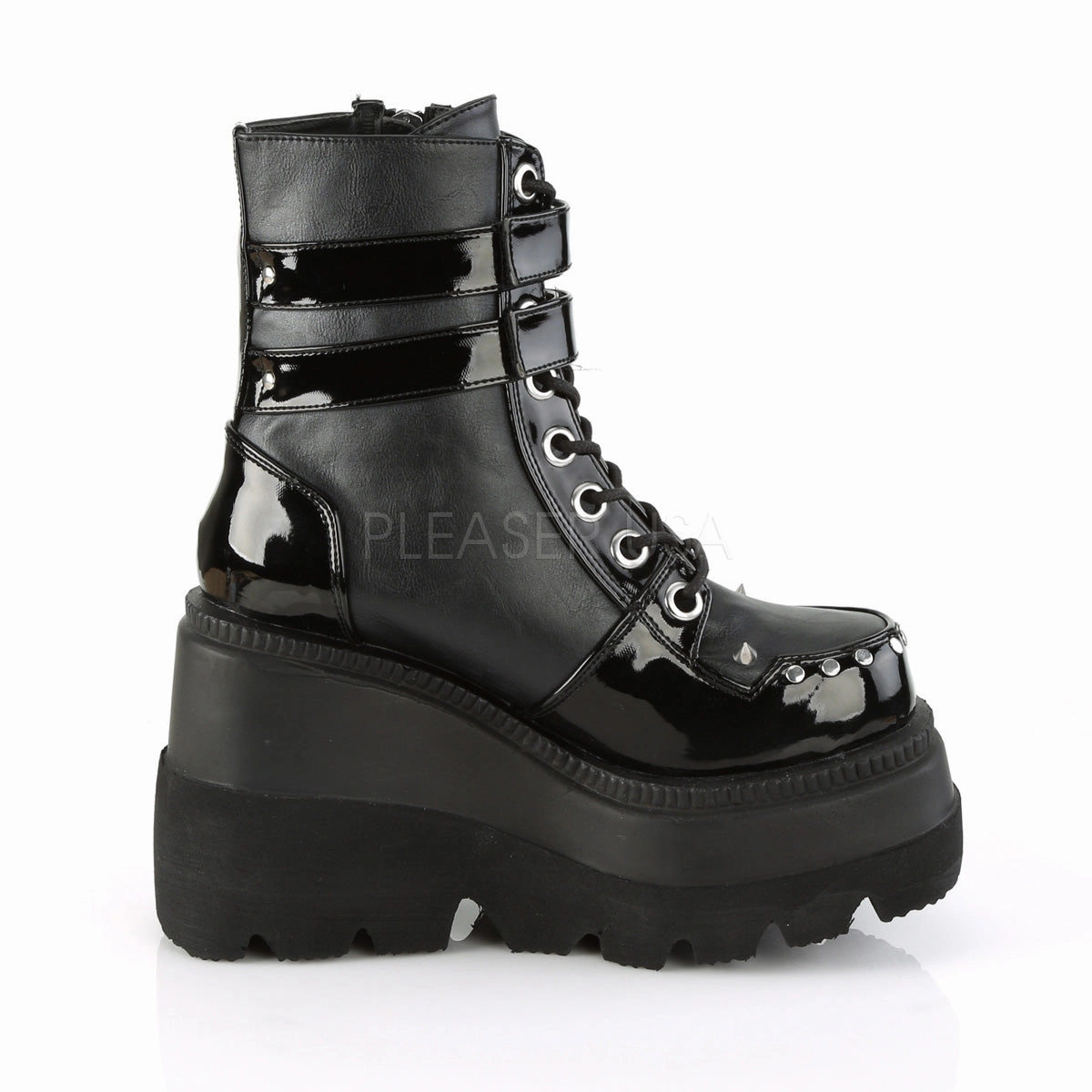 SHAKER-57  Black Vegan Leather-Black Patent
