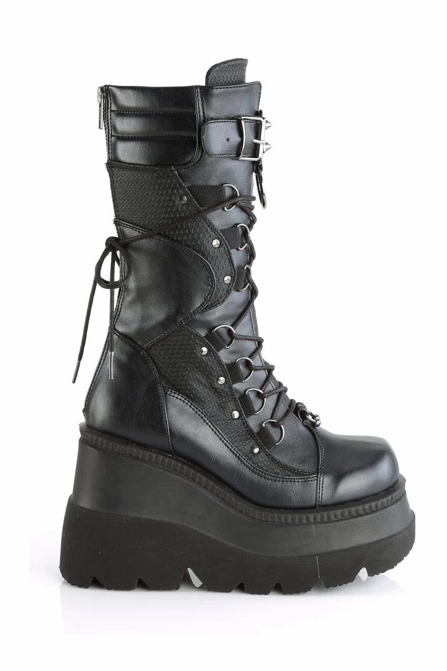 SHAKER-70 Black Vegan Leather Knee Boot