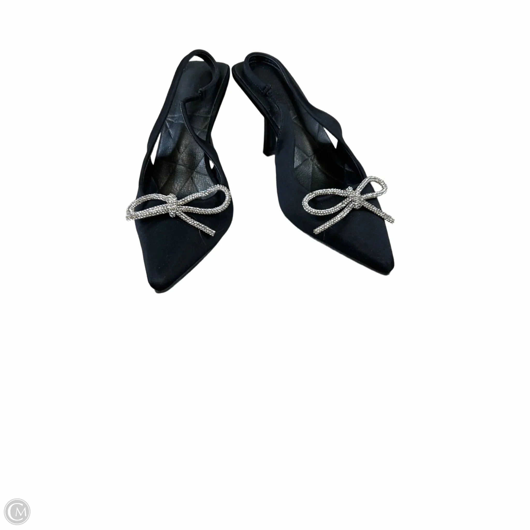 Shoes Heels Kitten By Clothes Mentor In Black & Silver, Size: 7.5