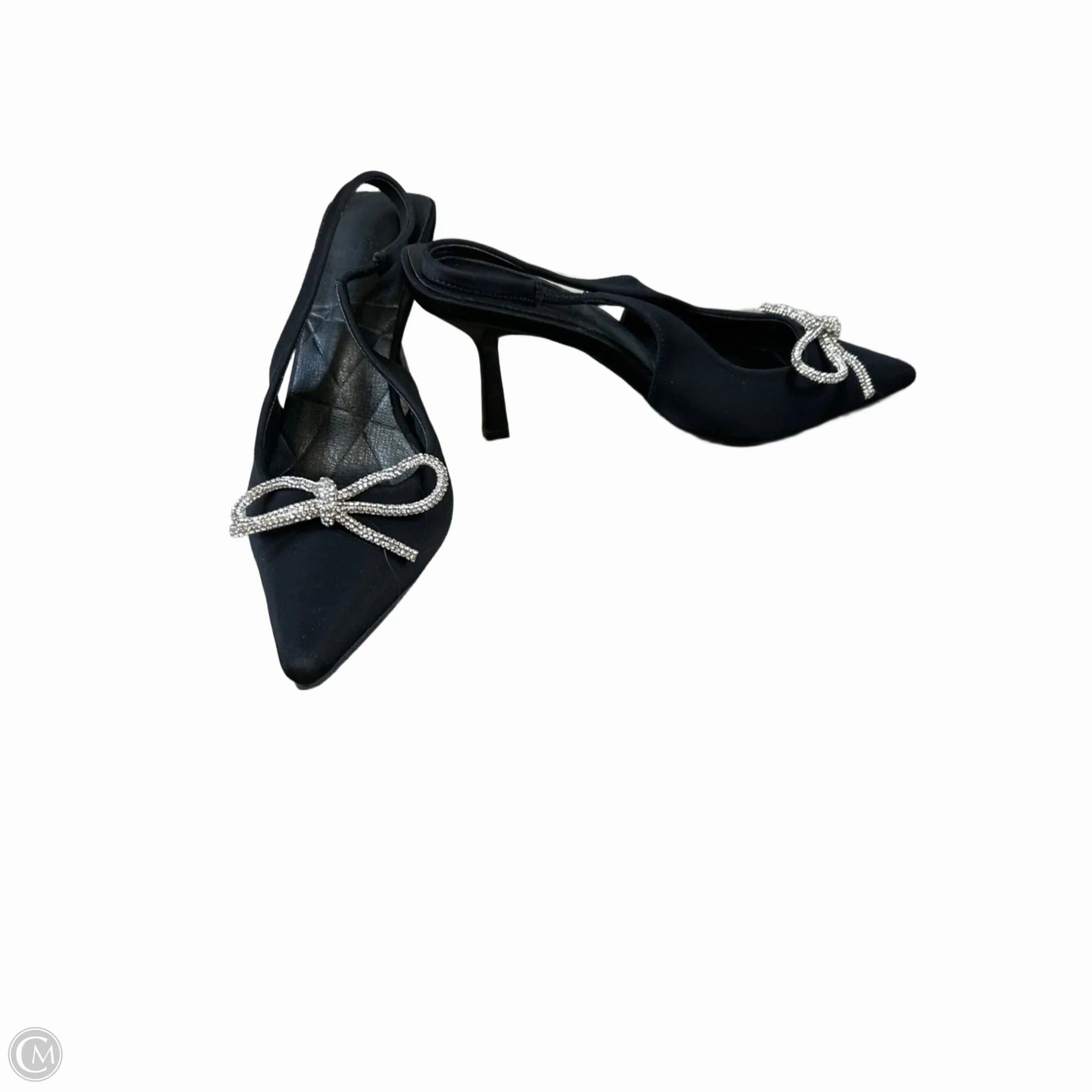 Shoes Heels Kitten By Clothes Mentor In Black & Silver, Size: 7.5
