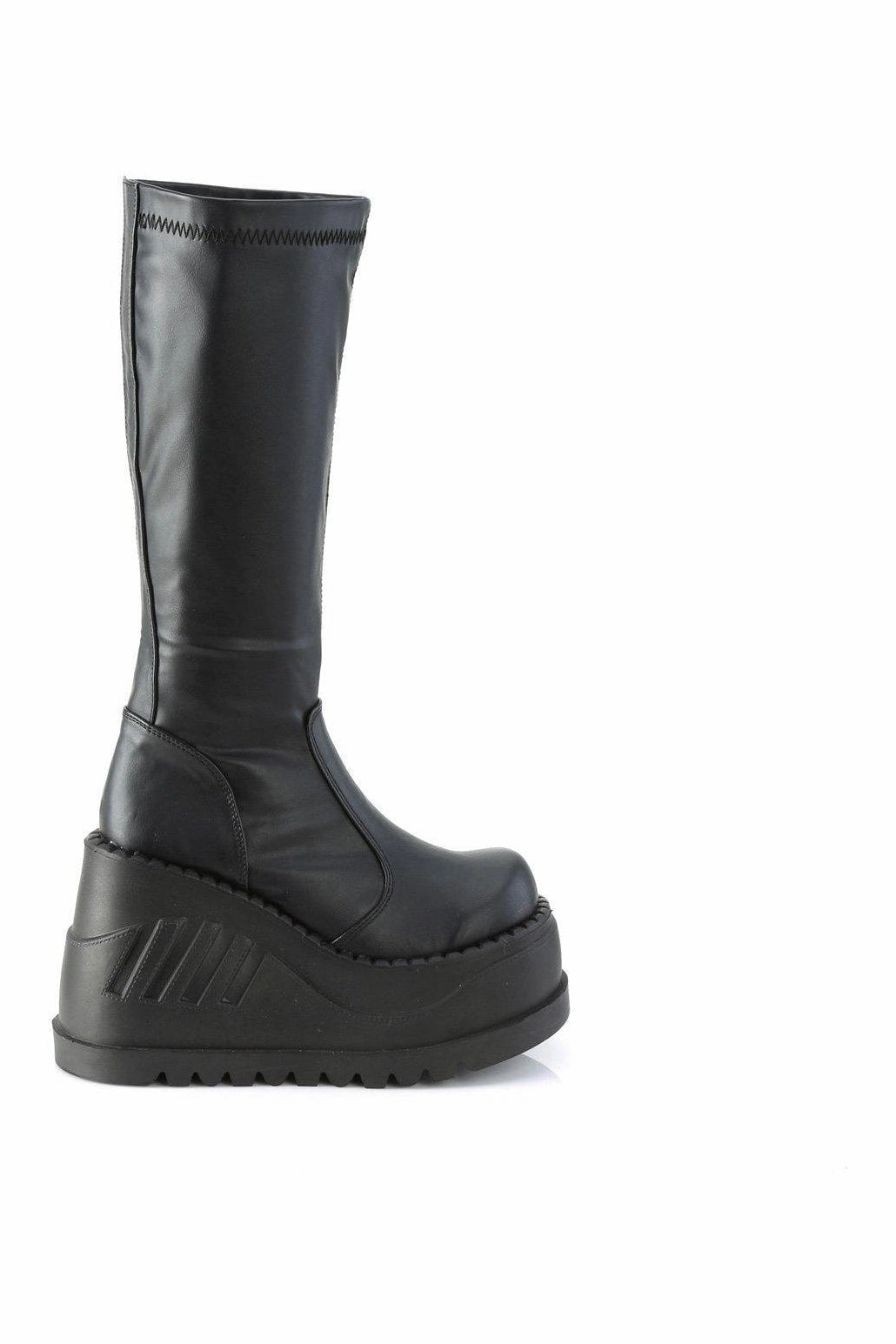 STOMP-200 Knee Boot | Black Faux Leather
