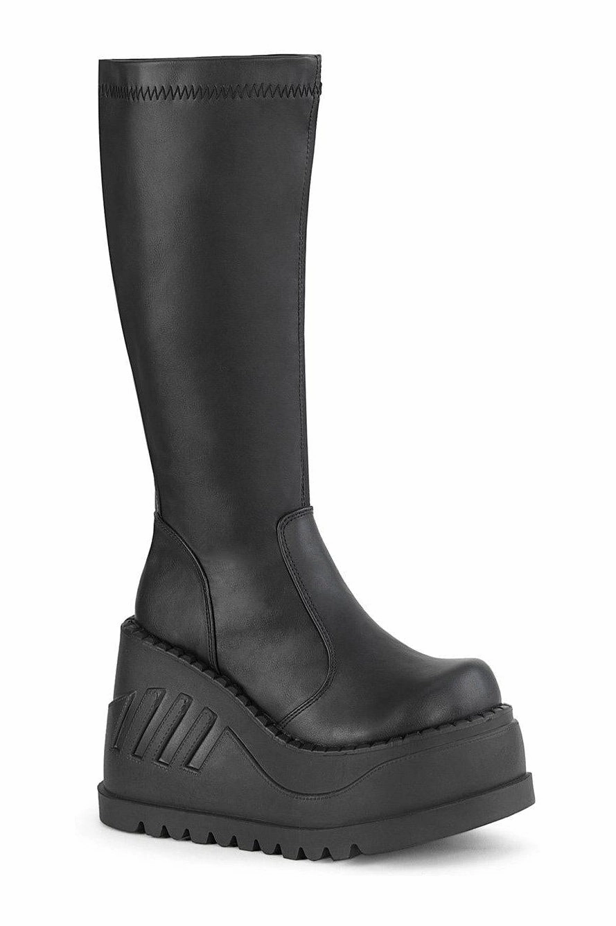 STOMP-200 Knee Boot | Black Faux Leather