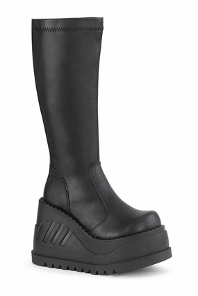 STOMP-200 Knee Boot | Black Faux Leather