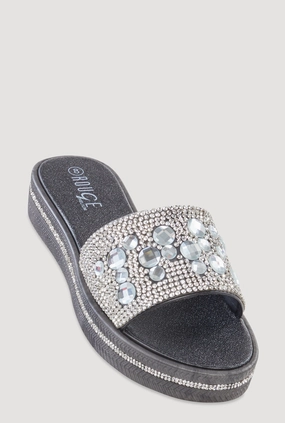 Studded Band Open Toe Slide Sandals