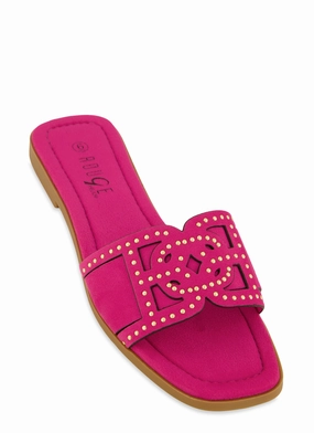Studded Cut Out Band Slide Sandals