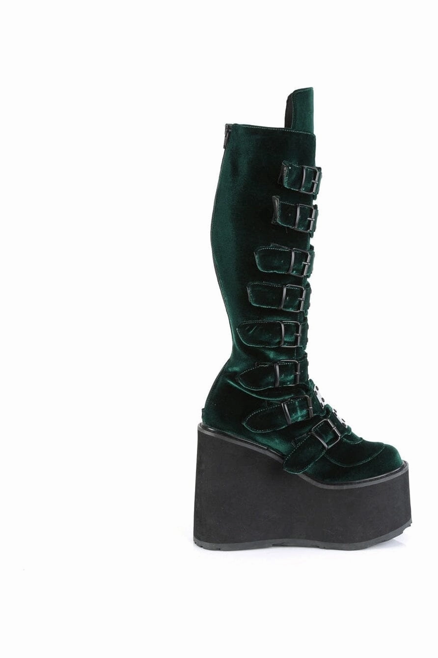 SWING-815 Green Vegan Suede Knee Boot