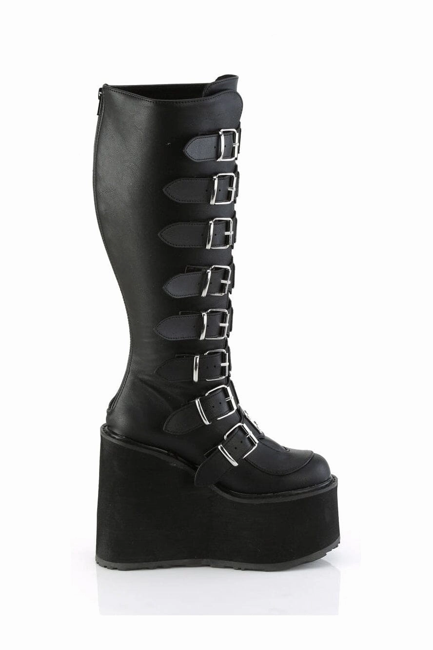SWING-815WC Black Vegan Leather Knee Boot