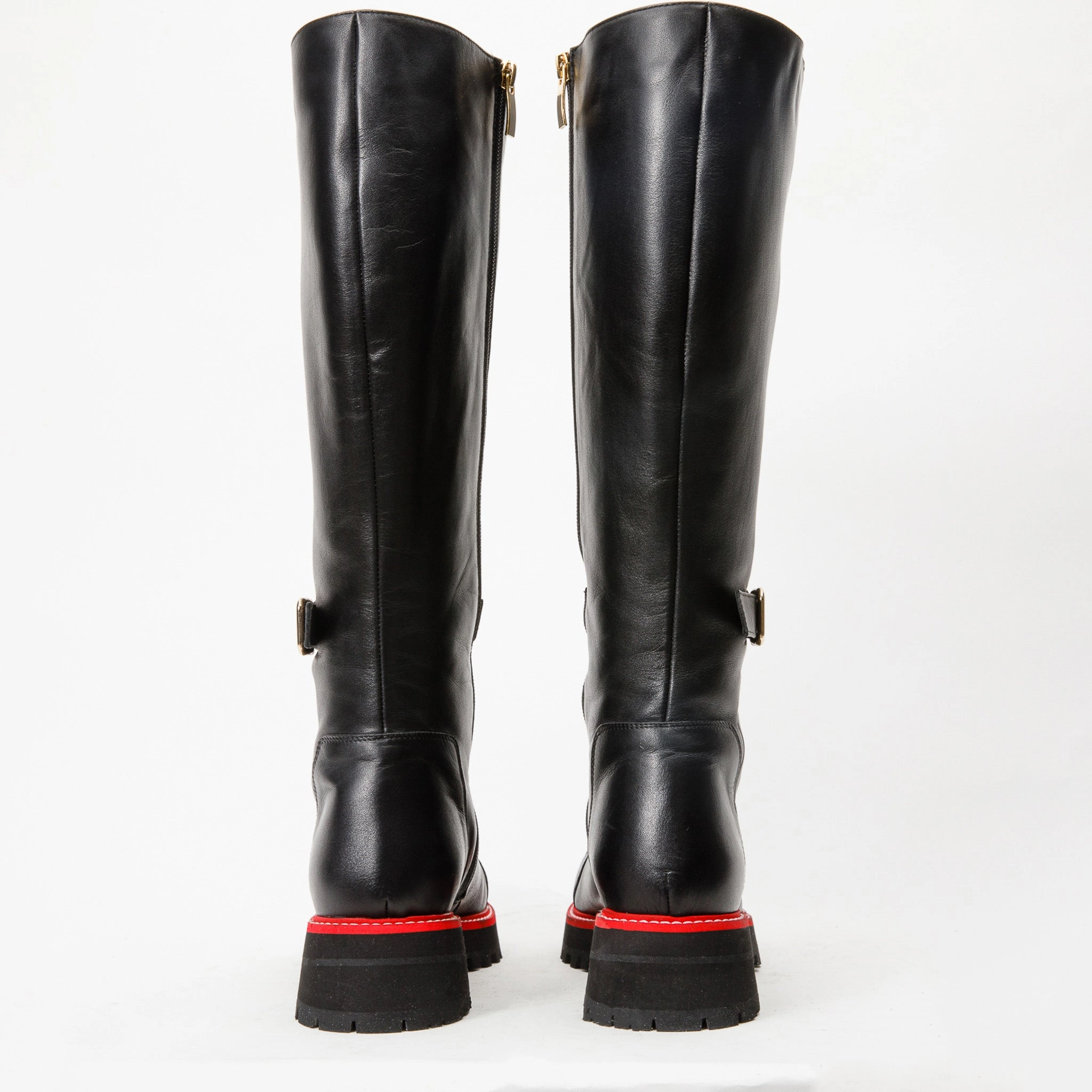 The Istinye Black Leather Knee High Lace-Up Women Boot Limited Edition