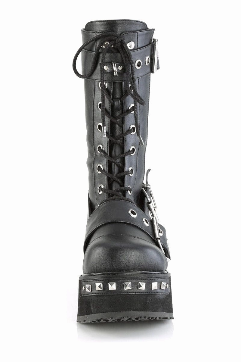TRASHVILLE-250 Black Vegan Leather Knee boot
